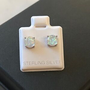 Sterling Silver Opal‎ Stud Earrings